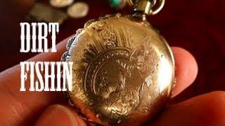 Dirt Fishin America: Metal Detecting Finds GOLD Pocket Watch. Live Dig!